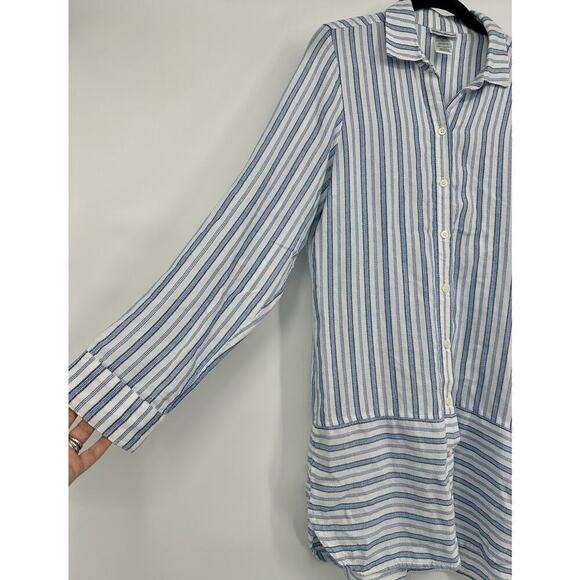 Tommy Bahama Striped Button Up Tunic Shirt Size S Blue White Cotton Blend - Picture 4 of 7